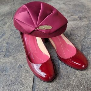 Kate Spade NIB Women's Kameron Ruby Patent Leather Strap Heels 10M w/ Fadves Hat
